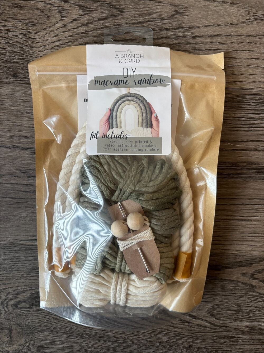 New DIY Macrame Rainbow Kit Sage Green White Crafty Artsy Baby Shower Homemade